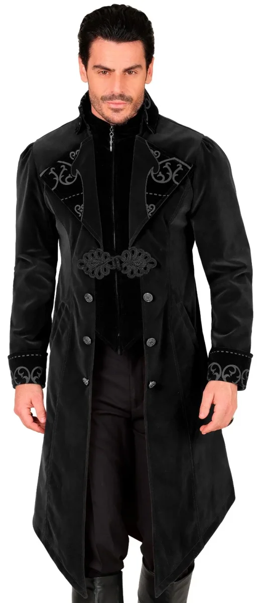 Chaqueta Gótica de Terciopelo Negro para Hombre - Imagen 6