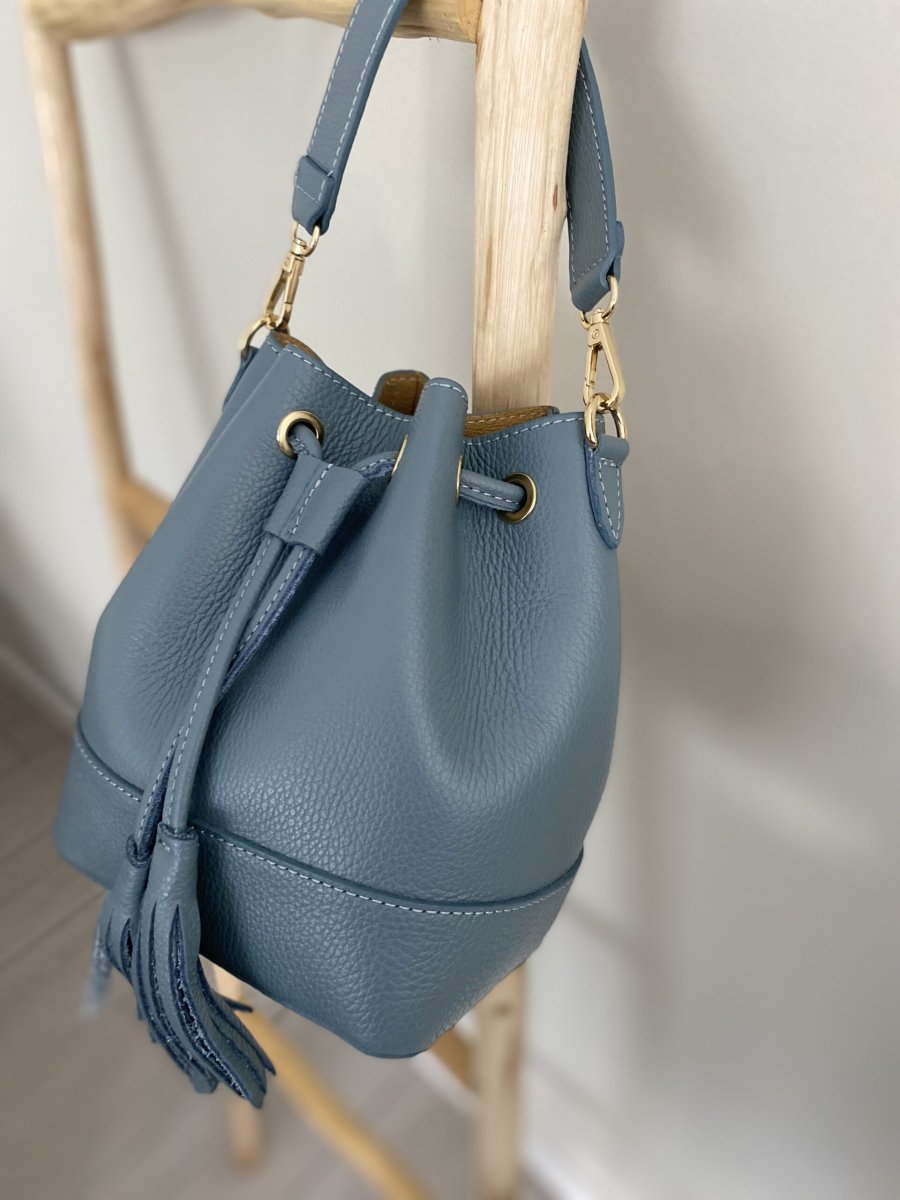 BOLSO PIEL MODELO LUCIA AZUL CLARO - Imagen 3