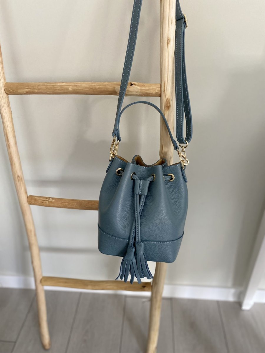 BOLSO PIEL MODELO LUCIA AZUL CLARO